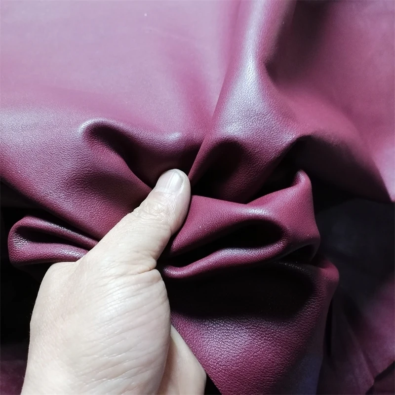 0.5/0.8mm Beige. Brown. Wine Red. Blue Sheepskin. First Layer Leather. Real Leather Fabric. DIY For Hand-Made Clothes Repair.