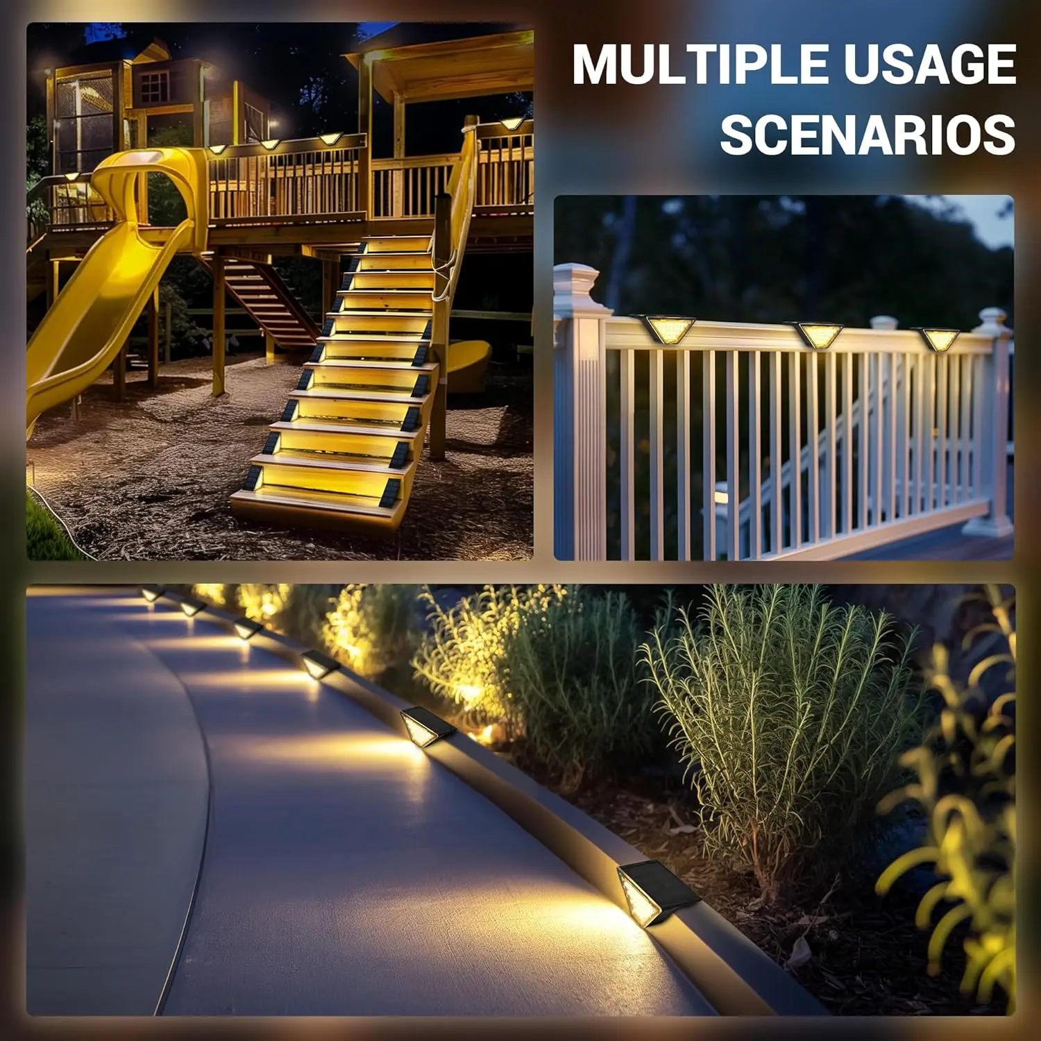 Luz LED Solar para exteriores, lámpara de paso, diseño de lente, luz antirrobo para escaleras, decoración, iluminación para cubierta de jardín, luz de valla IP65, 2/4 Uds.