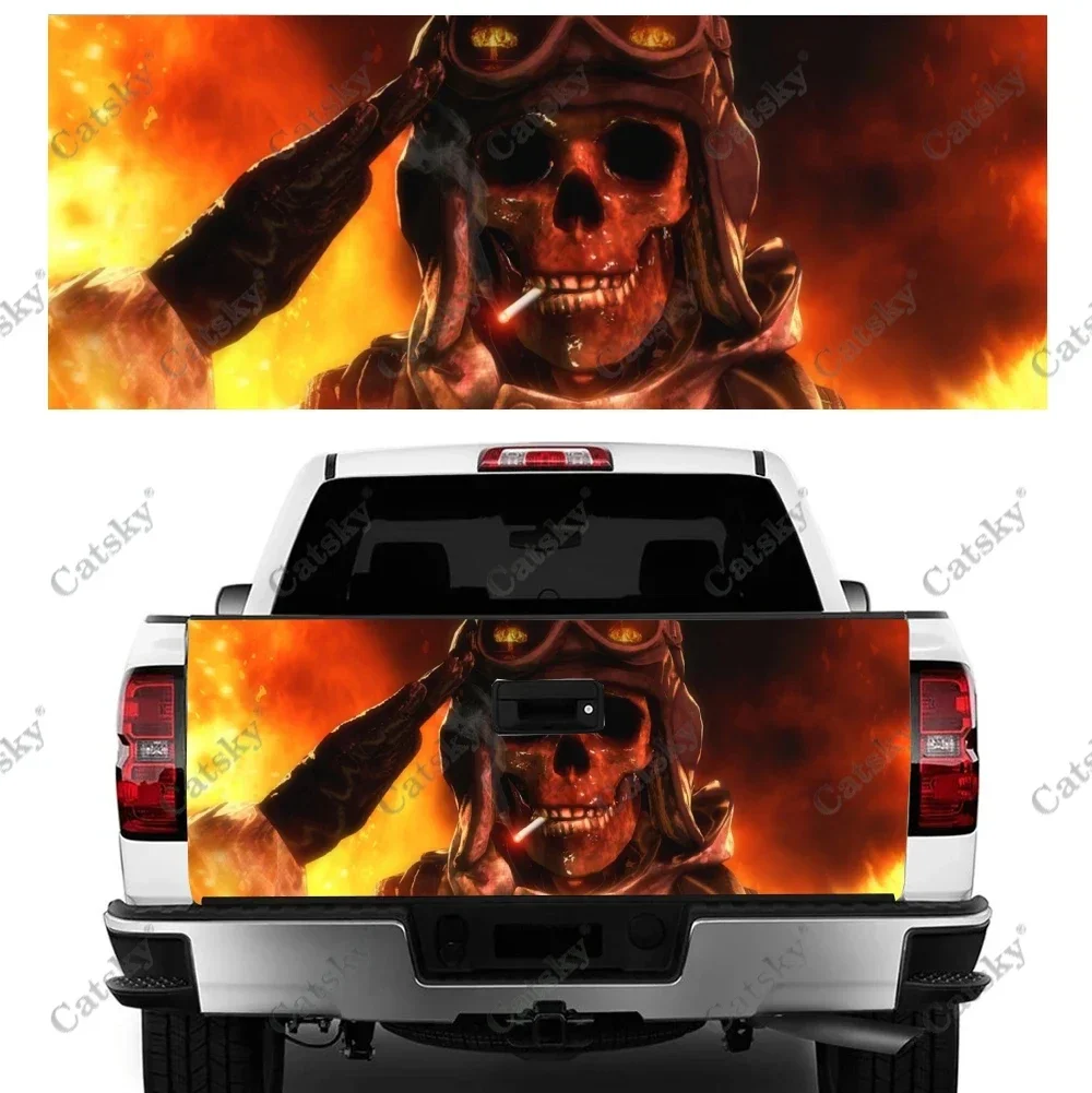 

Красный горящий пламя череп автомобиля хвост багажника защита Vinly Wrap наклейка наклейка авто капот декор крышка двигателя для внедорожника внедорожный пикап