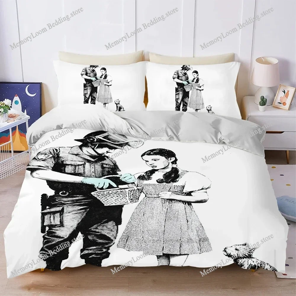 

Art Banksy Street Graffiti Duvet Cover Set Home Style Bedding Soft Laundry Cotton Bed Four Seasons Student Dormitory Luxury Gift