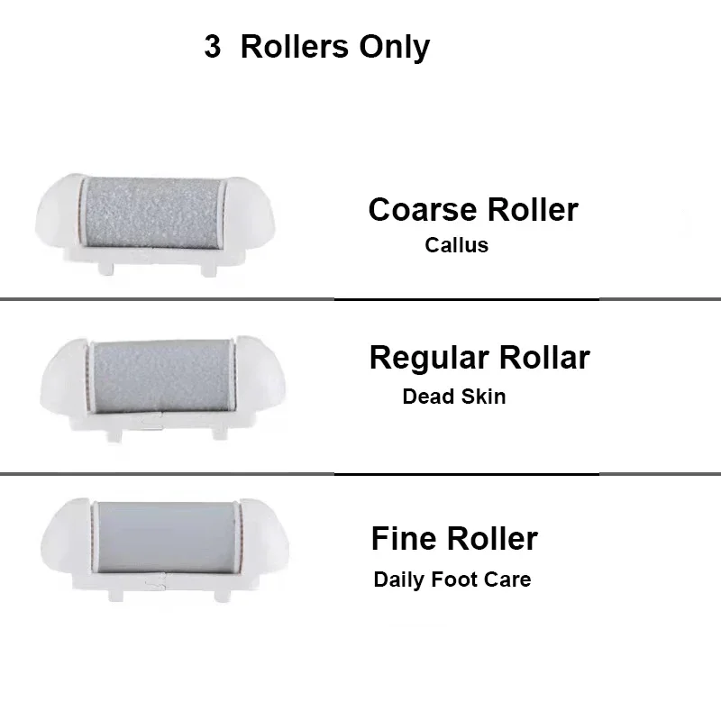 رأس بديل لإزالة مسامير القدم الكهربائية، مطحنة القدم، استبدال بكرات 3 قطع من غسيل الكوارتز الناعم/المتوسط/الخشنة للباديكير