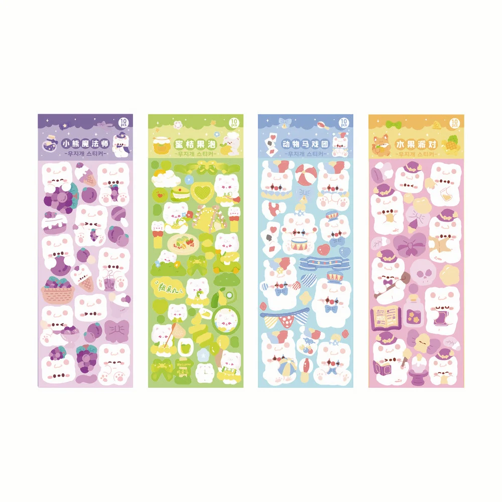 10- 100PCS Kawaii Koreaanse Deco Sticker Pack: Leuke kleurrijke cartoonontwerpen, sprankelend glittereffect, dagboek Toploader Deco en meer