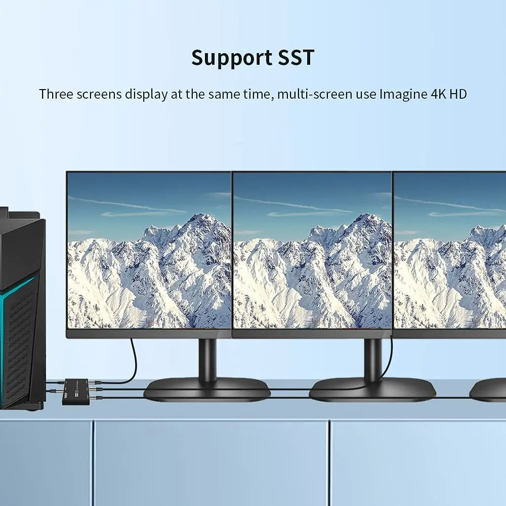 Imagem -05 - Mst Displayport Splitter Adaptador de Hub em Out 8k @ 30hz 4k @ 144hz dp 1.4 Splitter 1x3 Port para Ultra hd Displayport