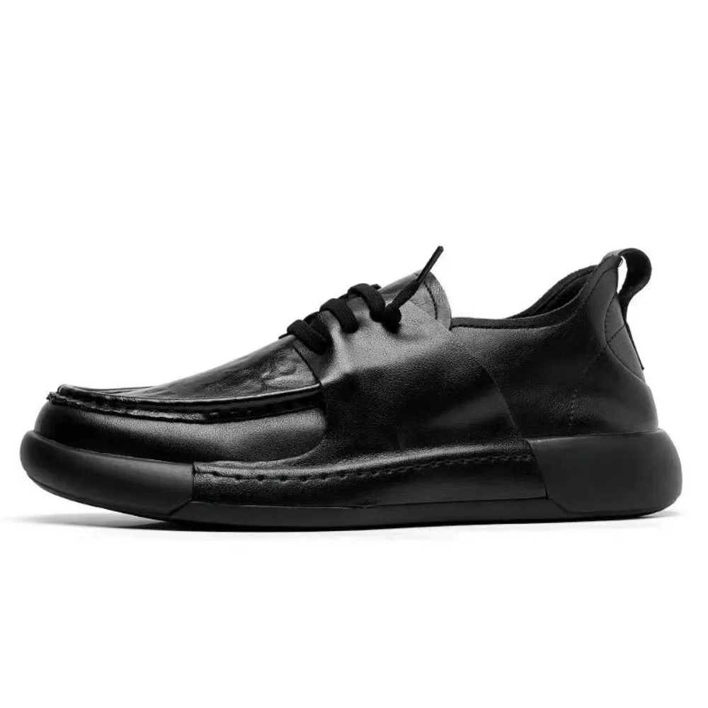 Formal Men\'s Shoes Genuine Leather Spring Business and Leisure Leather Shoes 2024 New Trend Versatile Thick Soled Shoes for Men