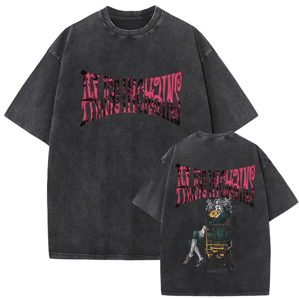 

Washed Retro Rock Band Alice in Chains Double Sided Print T-shirt Men Casual Cotton Vintage T Shirts Men's Oversized T-shirts