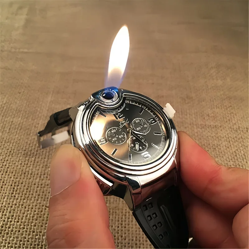 

Outdoor Watch Inflatable Lighter Fashion Metal Gas Windproof Portable Open Flame Lighter Smoking Cool Personality Gift 2026 New