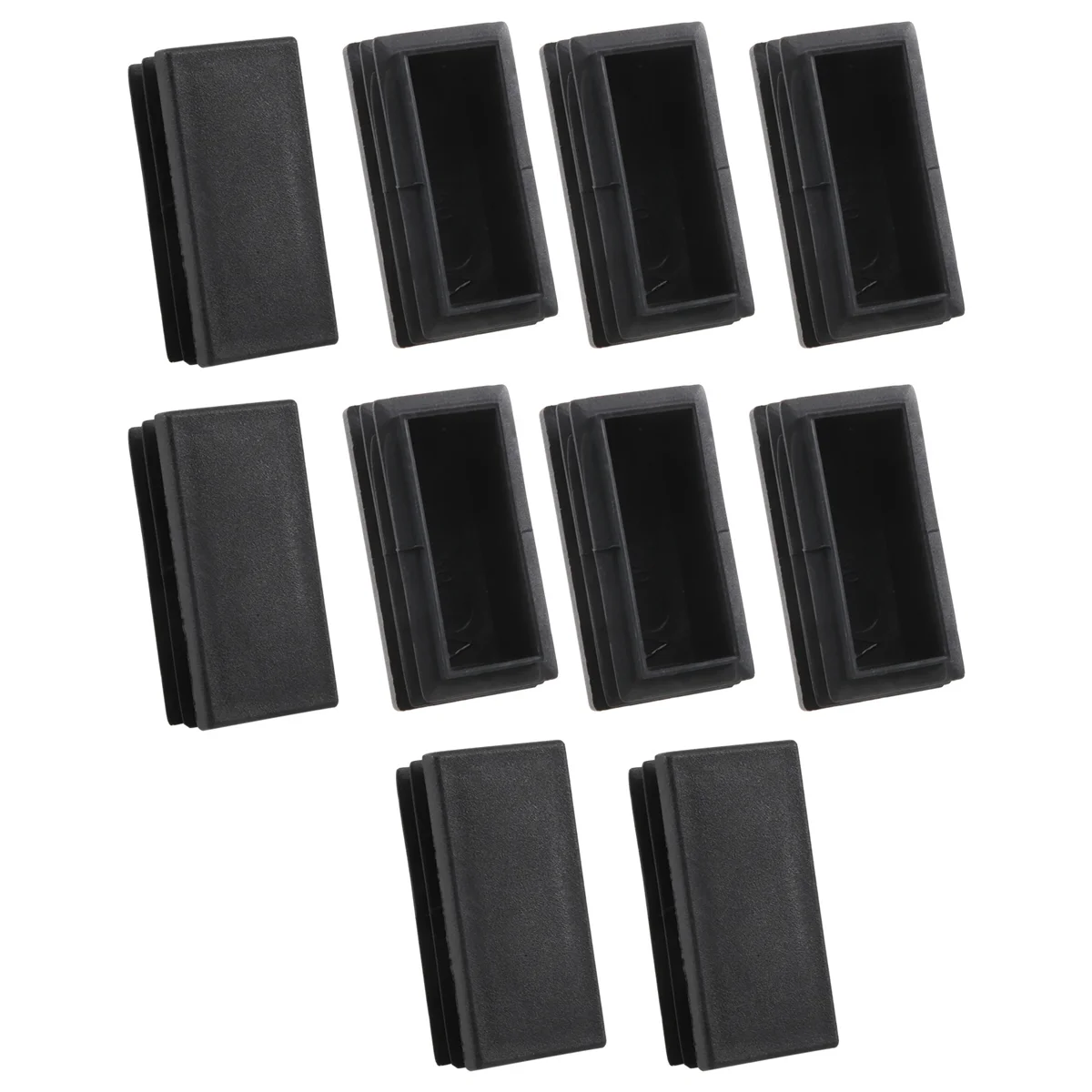 Plastic Rectangle Tube Inserts End Blanking Cap 25x50mm 10 Pcs Black