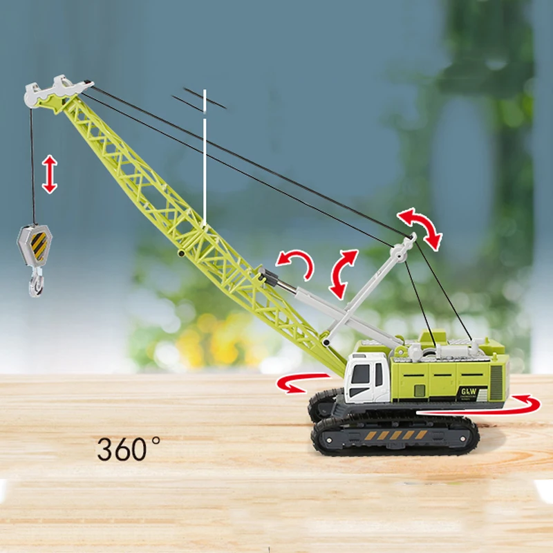 1:55 8 estilos verde claro Diecast simulación ingeniería vehículo excavadora volquete camión grúa aleación juguetes para niños