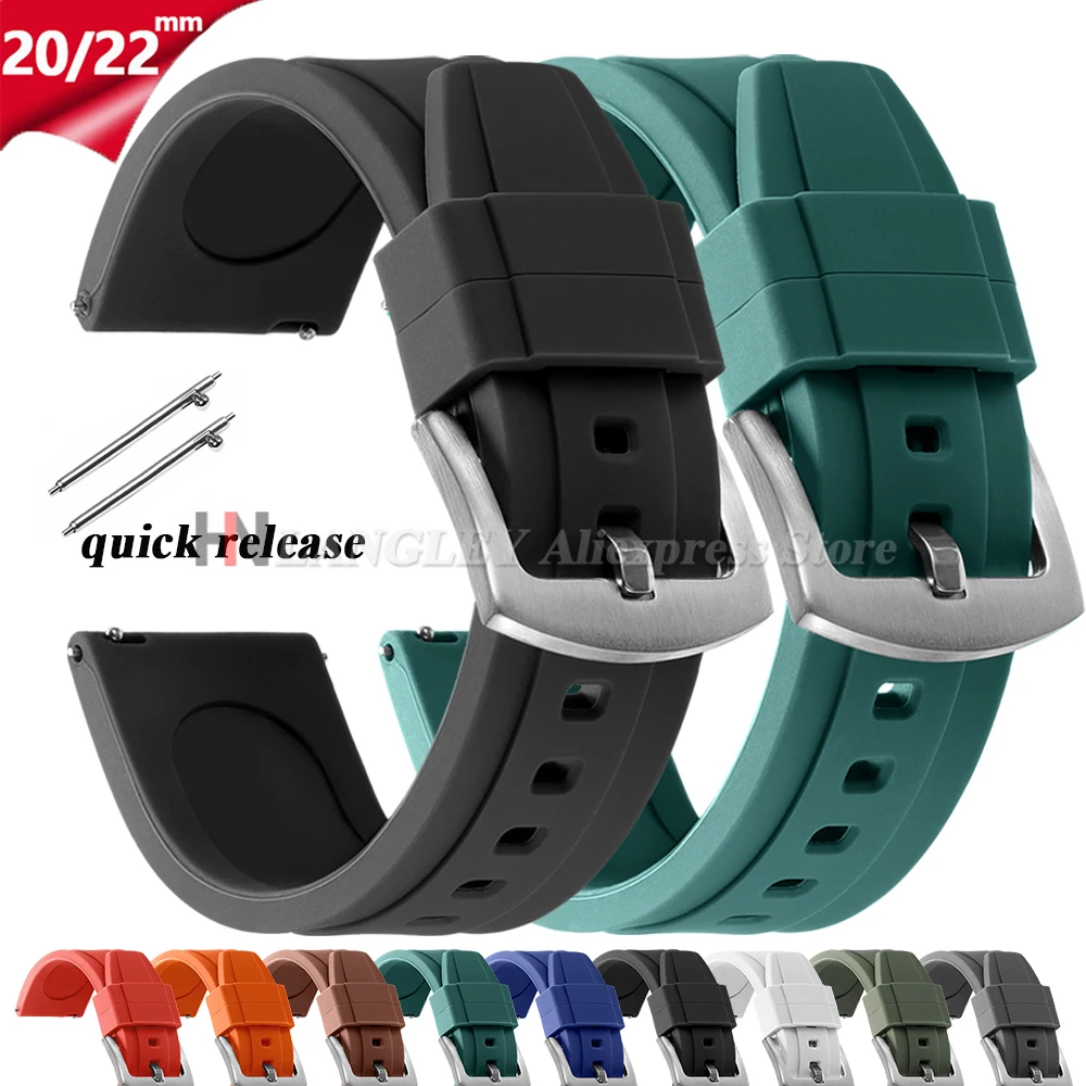 Pulseira de borracha à prova de água para rolex 20mm 22mm para armani para omega universal pulseira esportiva de silicone para pulseira seiko