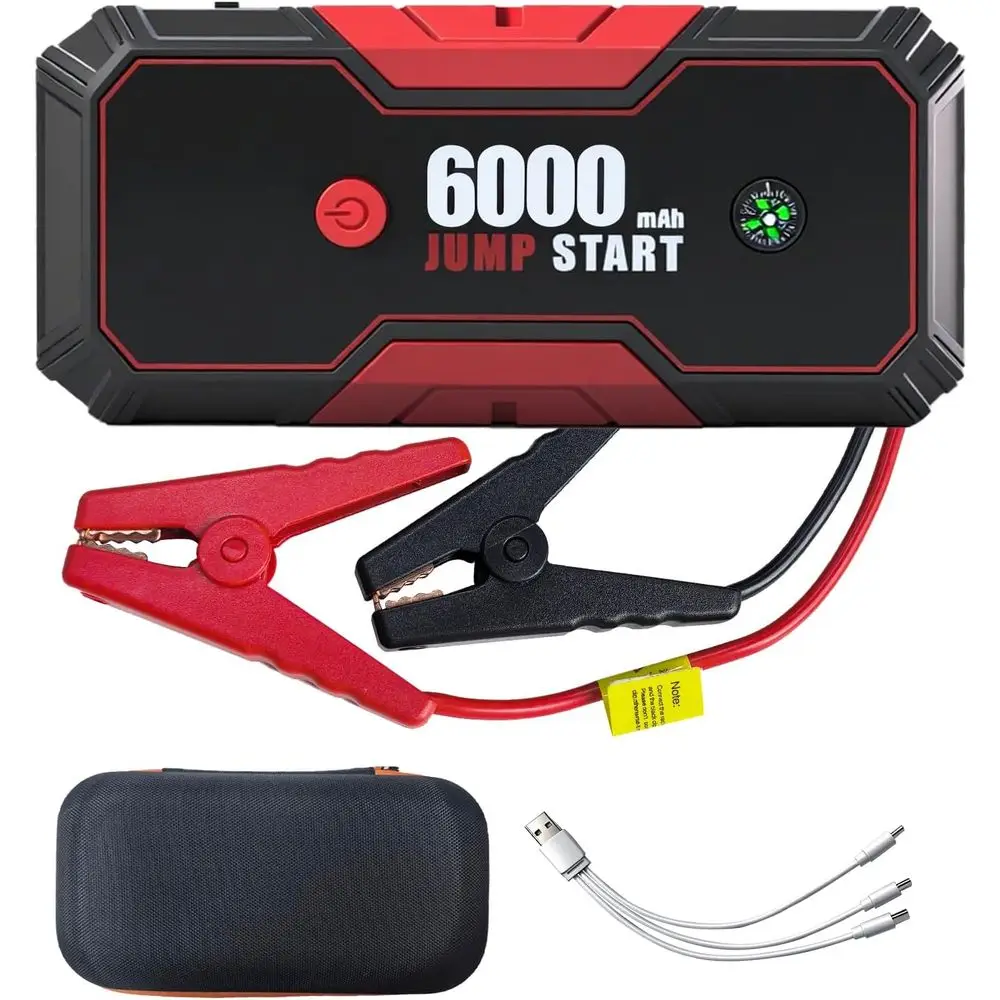 

Car Battery Jump Starter, 6000A Car Jumper Starter Battery Pack for Up to 6.0L Gas & 3.0L Diesel Engines, 12V Portable Jump Box