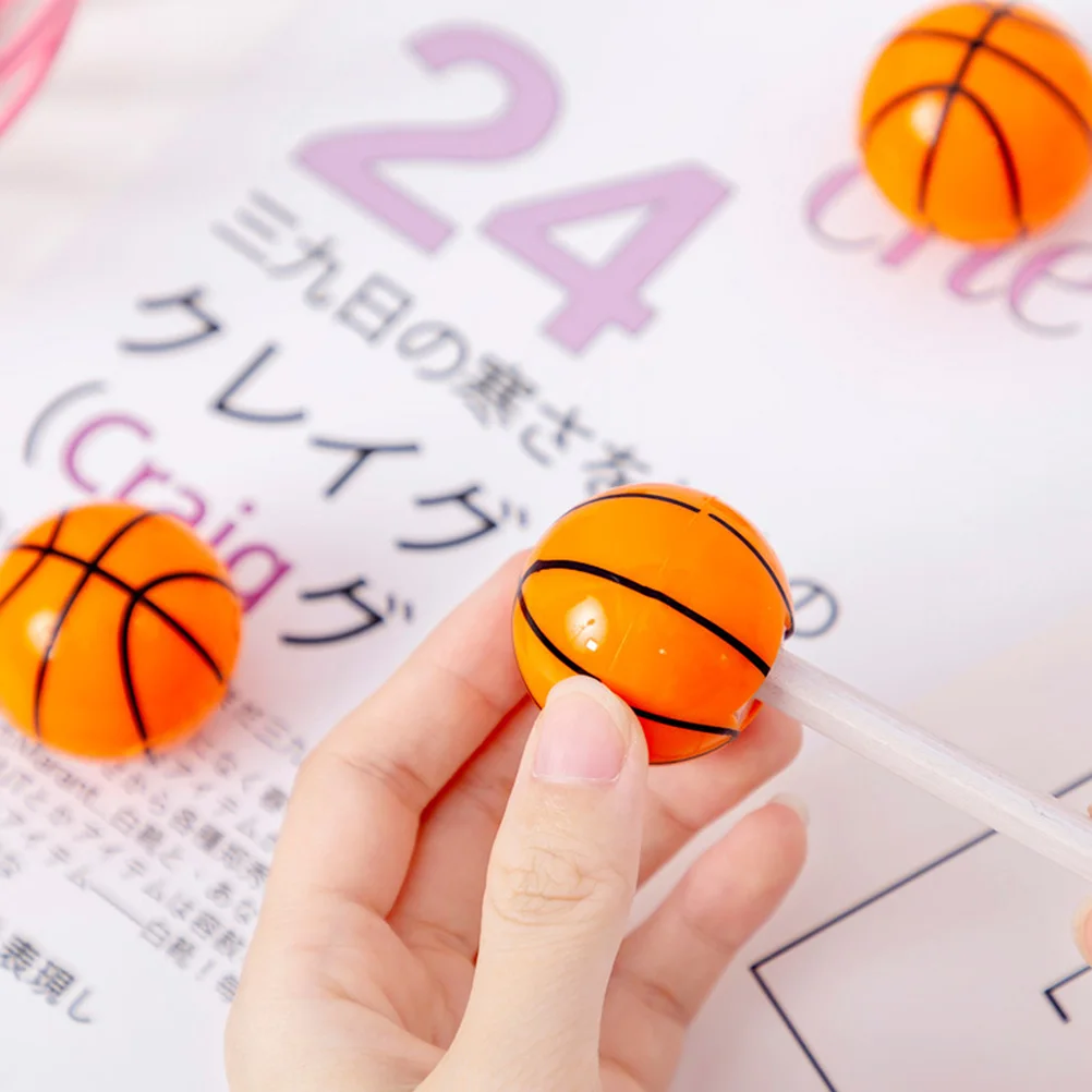 

16Pcs Comfortable Touch Basketball Pencil Sharpeners Smooth Surface Safe Manual Student Accessories Orange