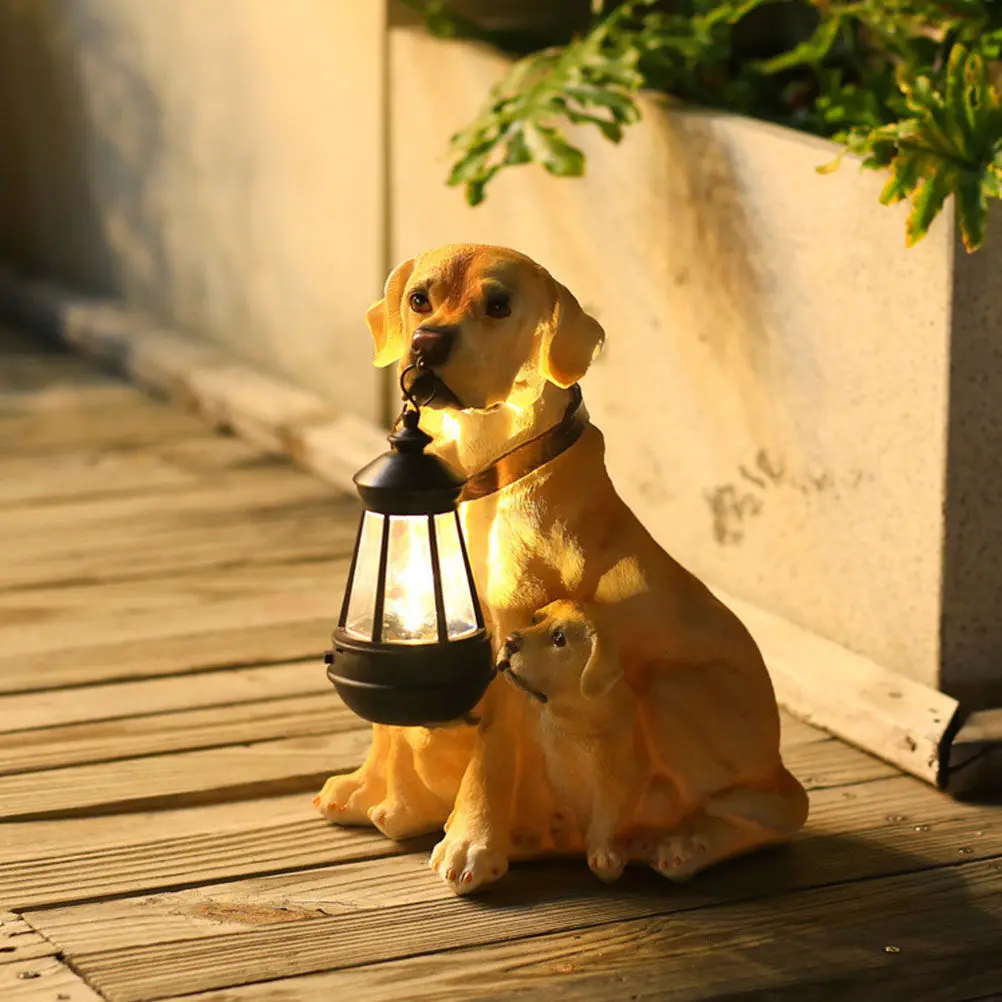 

Солнечный светильник-статуэтка собаки из смолы для сада, маленький портативный светильник-собака, украшение для дома, солнечный светильник-фигурка собаки для сада