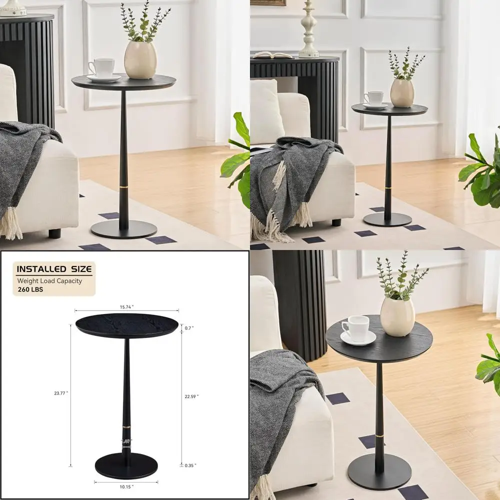 

Современный черный круглый приставной столик - акцентный журнальный столик для гостиной, спальни или кухни с подставкой на пьедестале и столом для мартини St