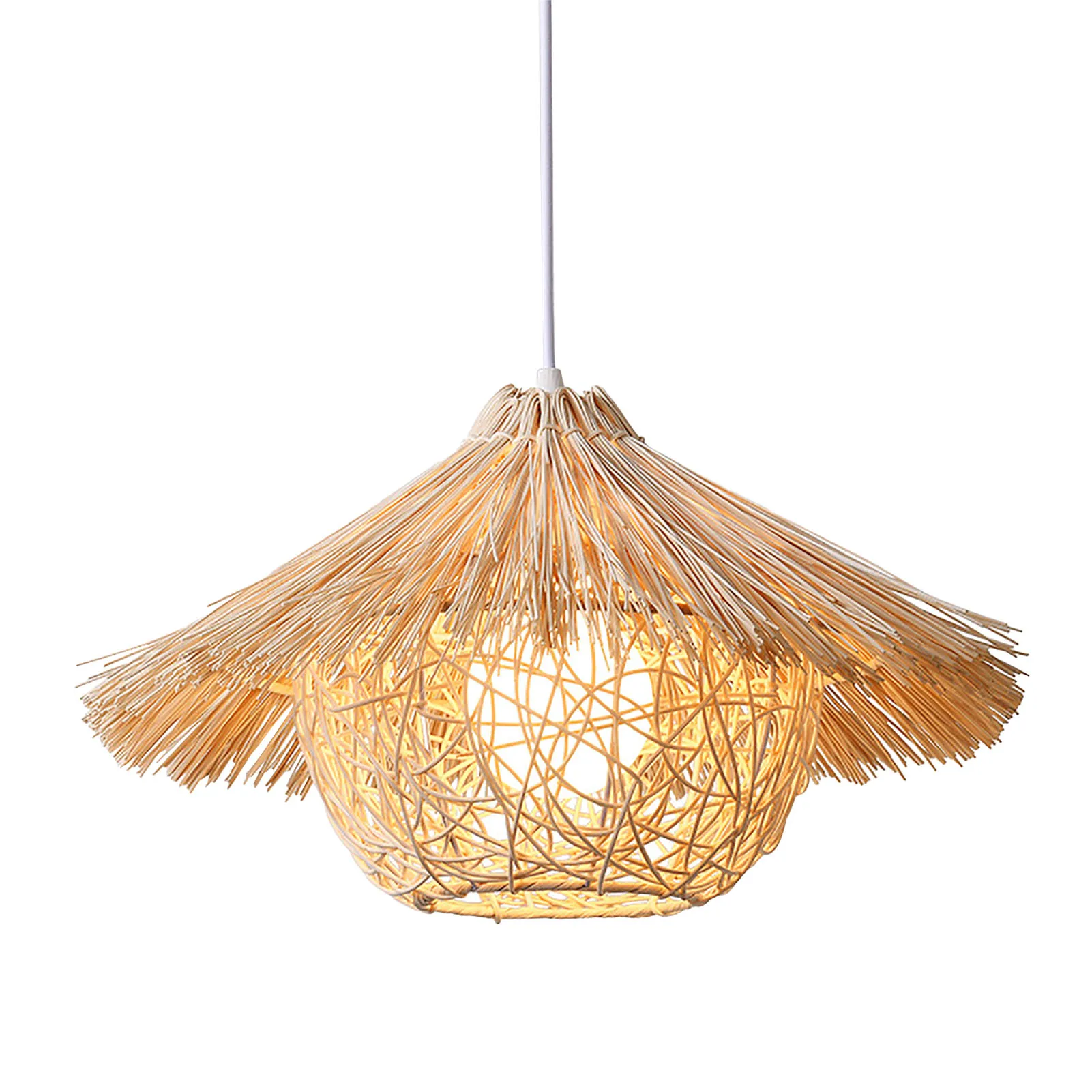 ZK40 Woven Pendant Light Rustic Rattan Hanging Lamp Decorative Exquisite Pendant Lamp for Bedroom Guesthouses Restaurant