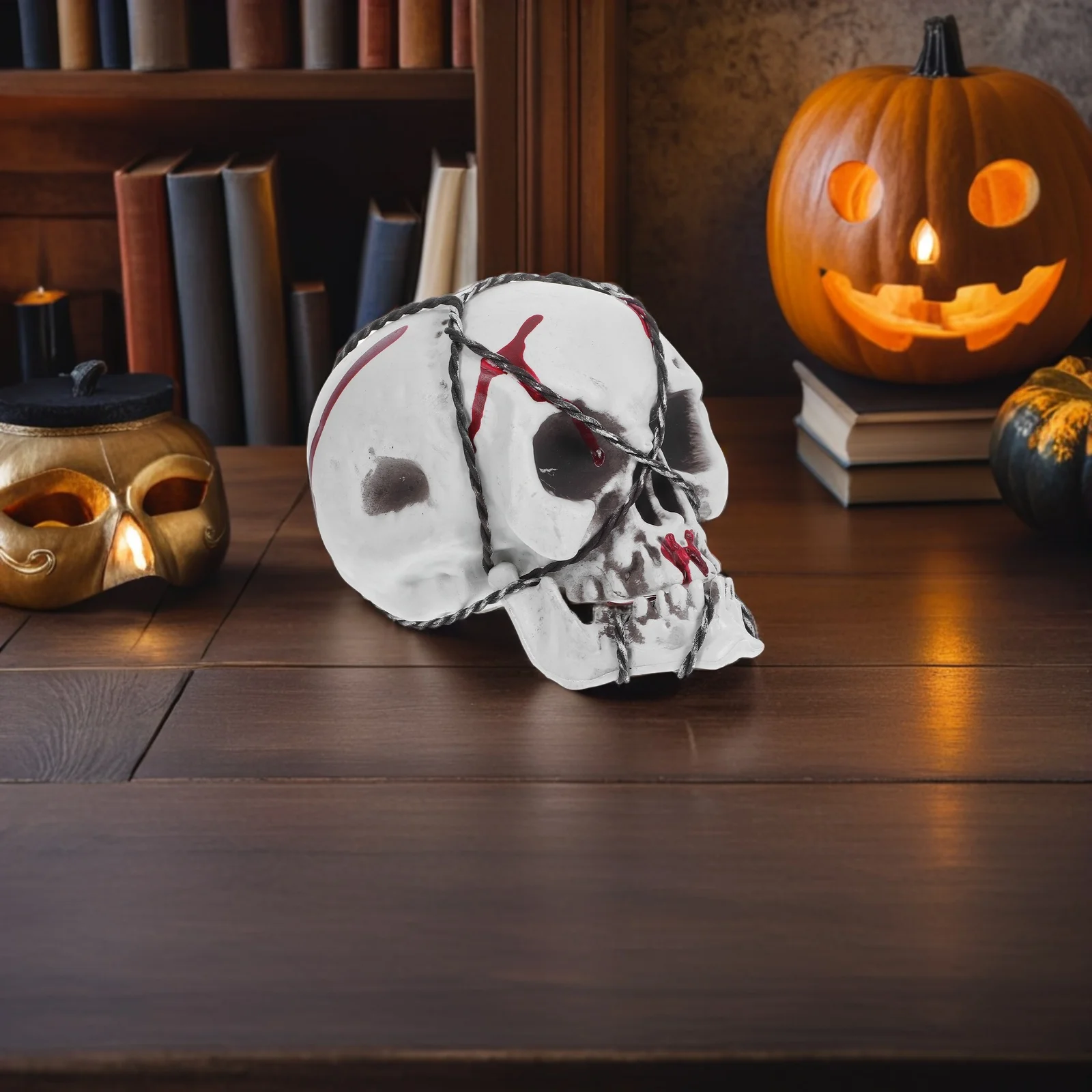 

Halloween Props Bone Fake Bones Home Decor Head for Events Face Realistic Skull Sculpture Decoration Statue