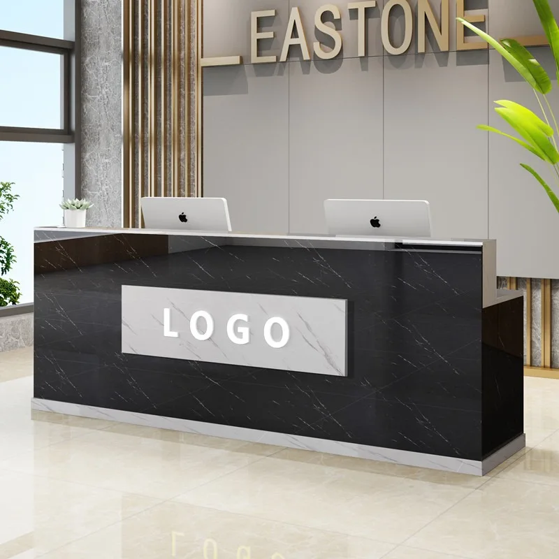 

For Modern Black Reception Desks Stylish Design Front Checkout Reception Desks Beauty Salon Mostrador Negocio Commercial