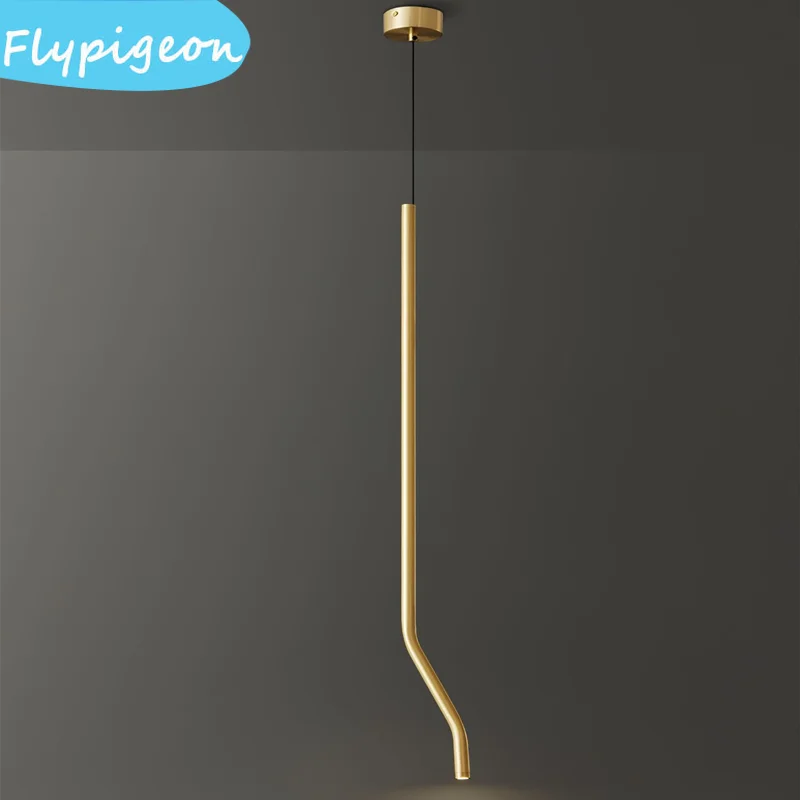 الشمال الانحناء خط قلادة ضوء الذهب الأسود شريط طويل مصباح معلق لغرفة المعيشة غرفة نوم السرير ديكور مصابيح متدلية
