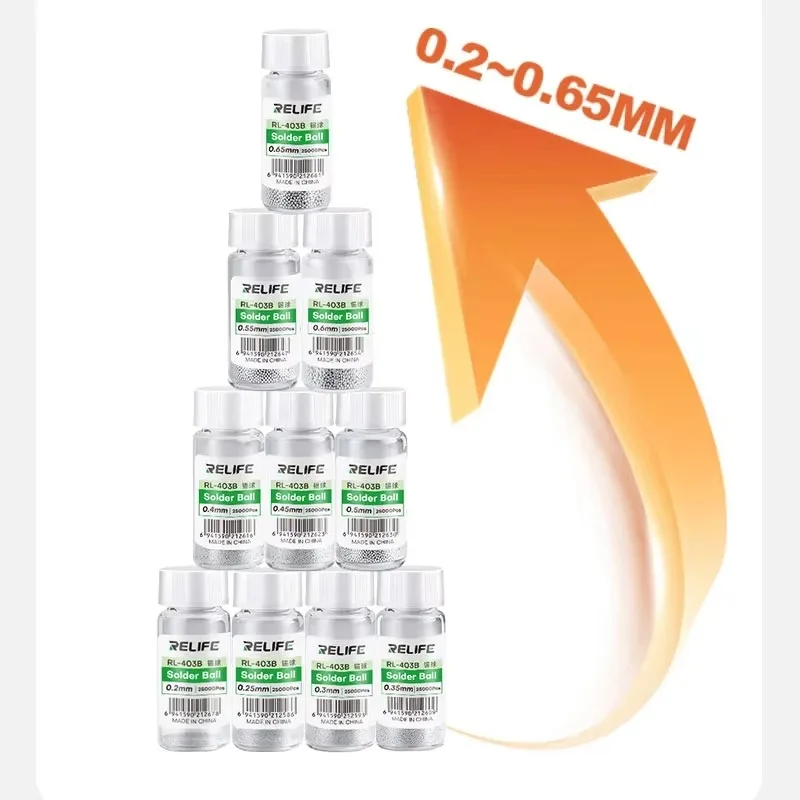 1 buah 25000 pil/botol bola solder titik leleh 180 ℃   diameter 0.2-0.65MM untuk laptop TV CPU IC chip BGA alat reballing