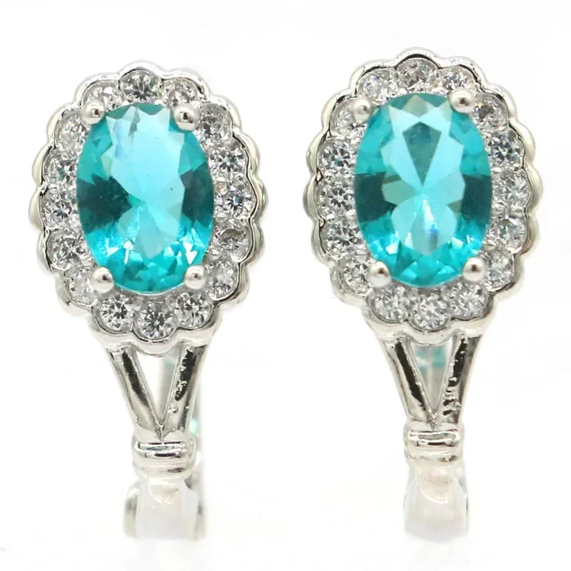 

Серьги по индивидуальному заказу из натурального серебра 925 пробы, 2 г, настоящий синий сапфир, аквамарин, иолит, турмалин, цитрин CZ Wom