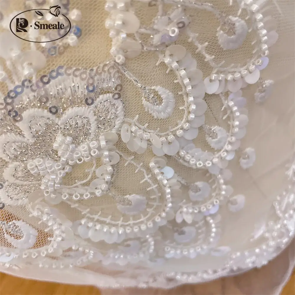 Handmade Embroidery Tube Bead Lace Fabric, DIY Wedding Dress Fabric, High-end Sequin Tube Bead, RS4269, New