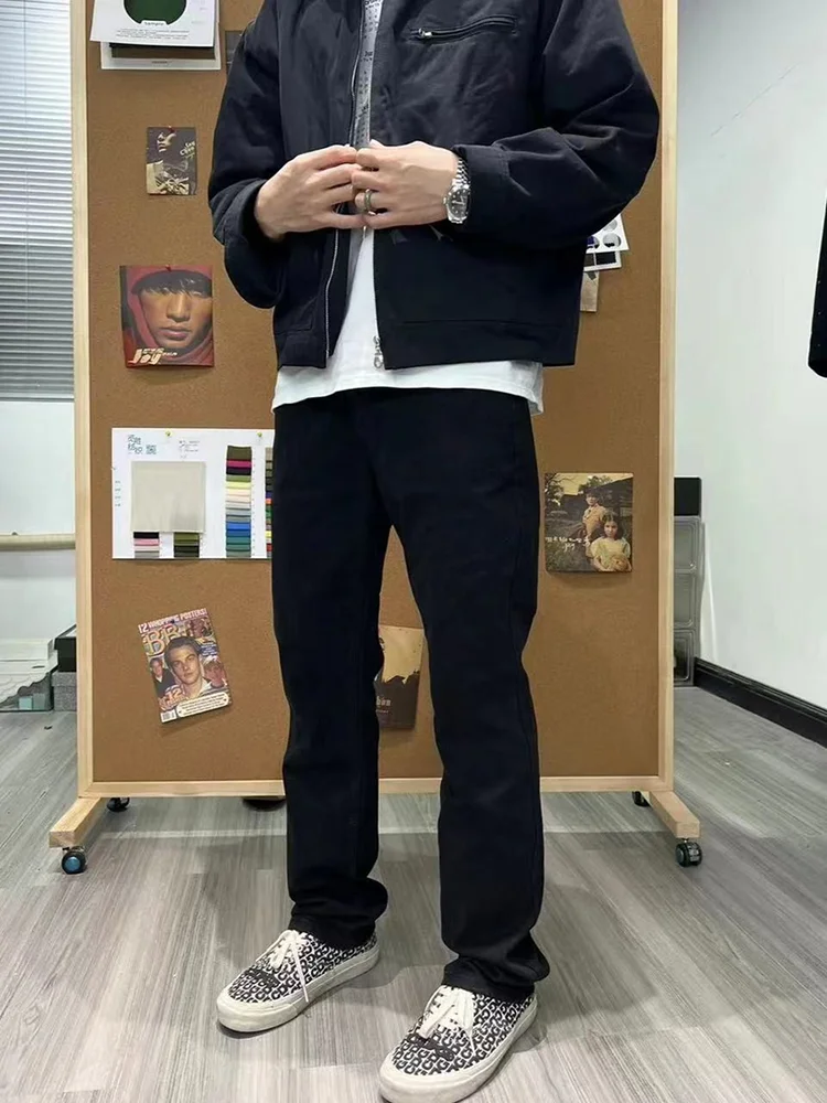 

High Waist Straight Leg Stretchy Denim Jeans Men's Micro Flared American Vibe High Street Slimming Rise Narrow Version