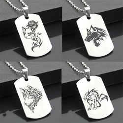 Fashion Wolf/Dog Animal Pendant Necklace Mirror Polish Stainless Steel Dog Tag Hip Hop Jewelry Gift for Men Father Boyfriend