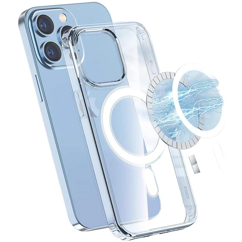 Clear Magnetic Phone Case for iPhone 15 Ultra Plus Pro Magsafe Wireless Charge Silicone Case for iPhone 15 Protective Shell