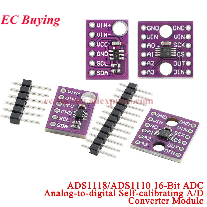 1Pc-20Pcs ADS1118 ADS1110 16-bit Analog-to-digital Converter ADC Module Self-calibration A/D Converter Board Temperature Sensor