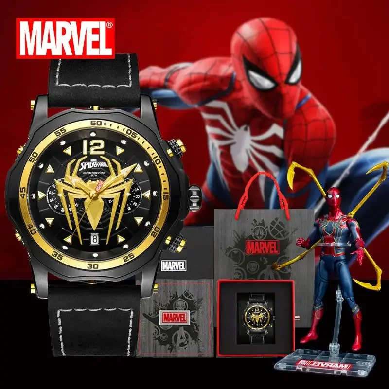 Marvel Disney Gift With Box Genuine Men Watch Spider-Man Waterproof Quartz Trendy Casual Multi-function Clock Relogio Masculino