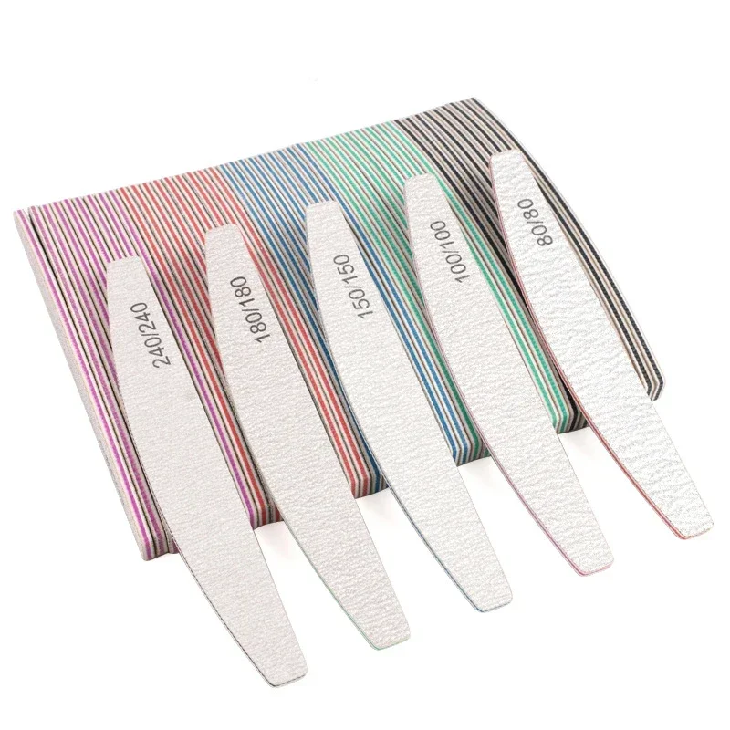 5/25 個プロフェッショナルネイルアートファイルバッファー 100/180 グリット湾曲両面ブロック研削足爪やすりマニキュア用