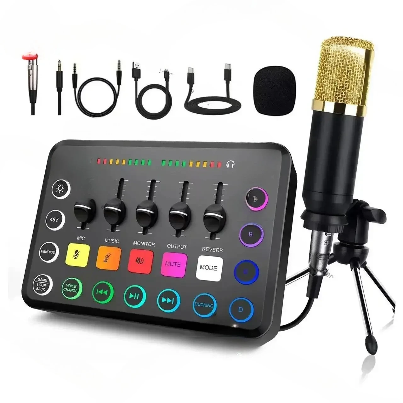 

Для карты с большой диафрагмой 48 В F11, полный набор оборудования для мобильной прямой трансляции, телефона, пения, записи, профессиональной звуковой карты