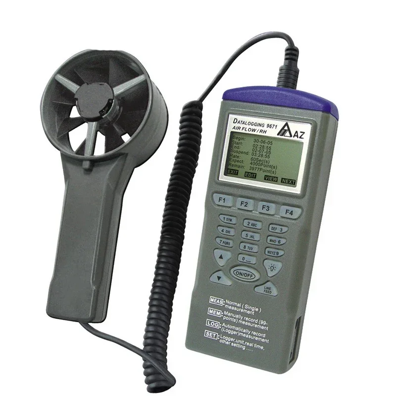 AZ-9671 مسجل بيانات رقمي جديد لقياس شدة الريح مع مبرمج نطاق سرعة الرياح 0.6 ~ 32 متر/الثانية AZ9671 مبيعات ساخنة