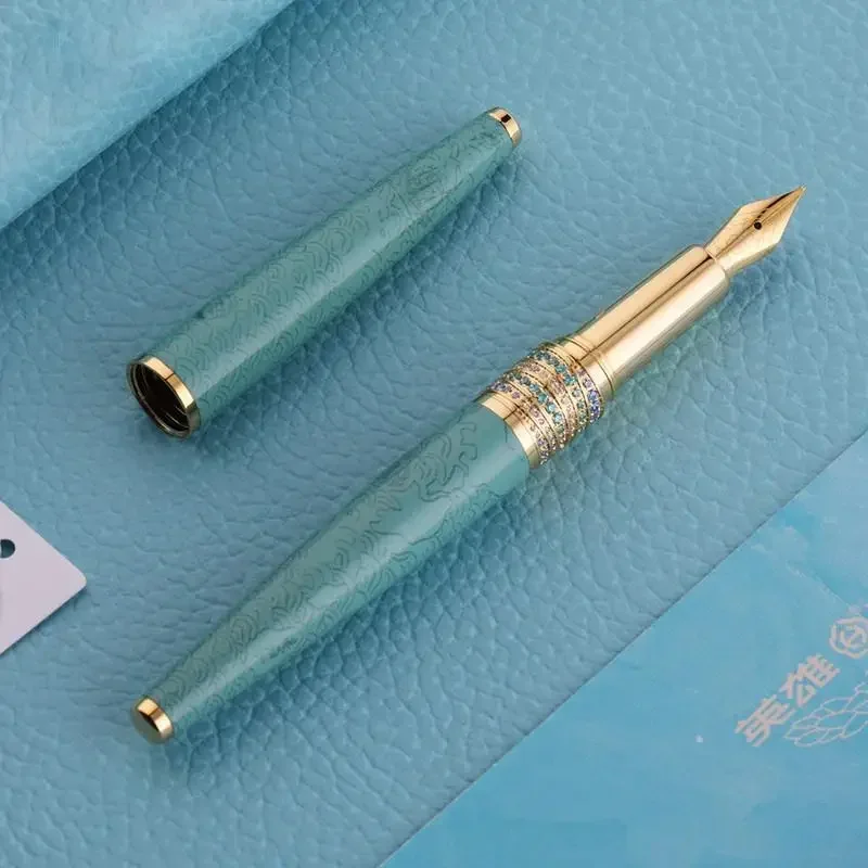 

Hot HERO HS208 Fountain Pen Metal Brass Big Size Fine F0.5mm Large Capacity Store Ink Pen Business Office Supplies Pens For Writ