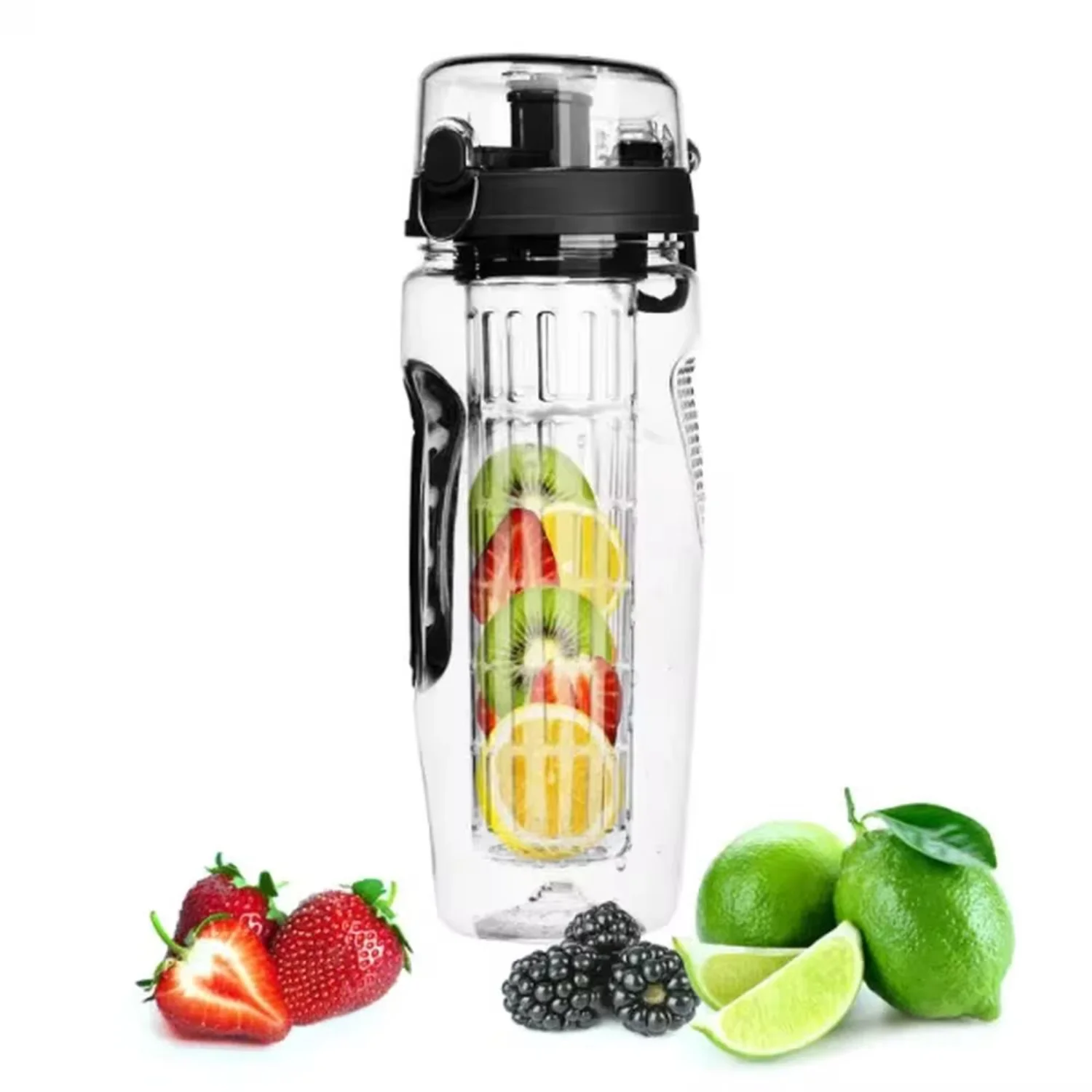 

Fruit Infuser Water Bottle 32OZ Juice Shaker Sport w/ Flip Top Lid Anti-Slip Grips Office Sport Running Walking Hiking