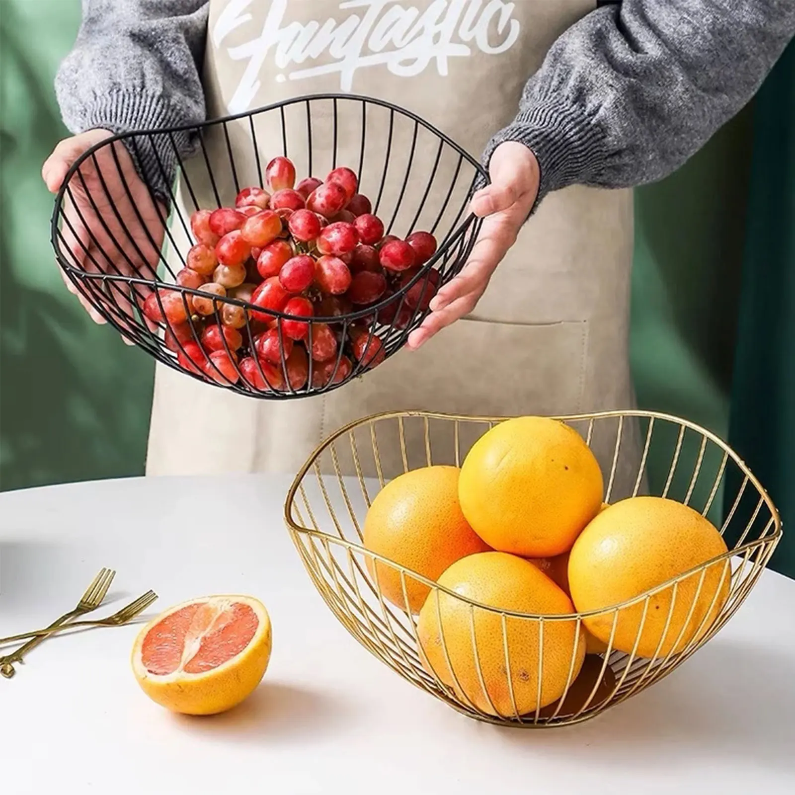 Metal Fruit Vegetable Storage Bowls Kitchen Eggs Snacks Candy Baskets Holder Minimalism Wrought Iron Storage Basket