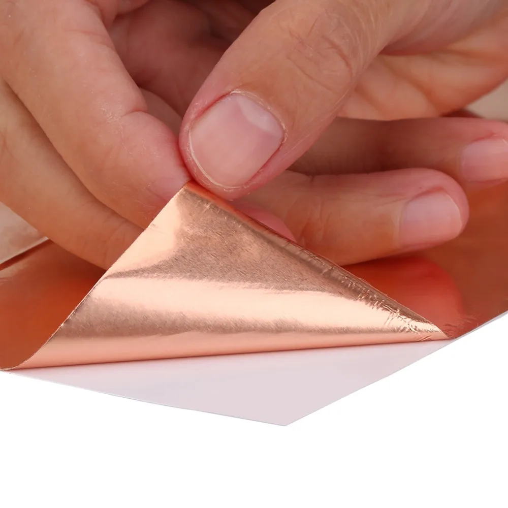 10Pcs 30x20cm Conductive Copper Tape Copper Foil Single Side Conductive Shielding Tape Copper Color Copper Foil Tape For Guitar