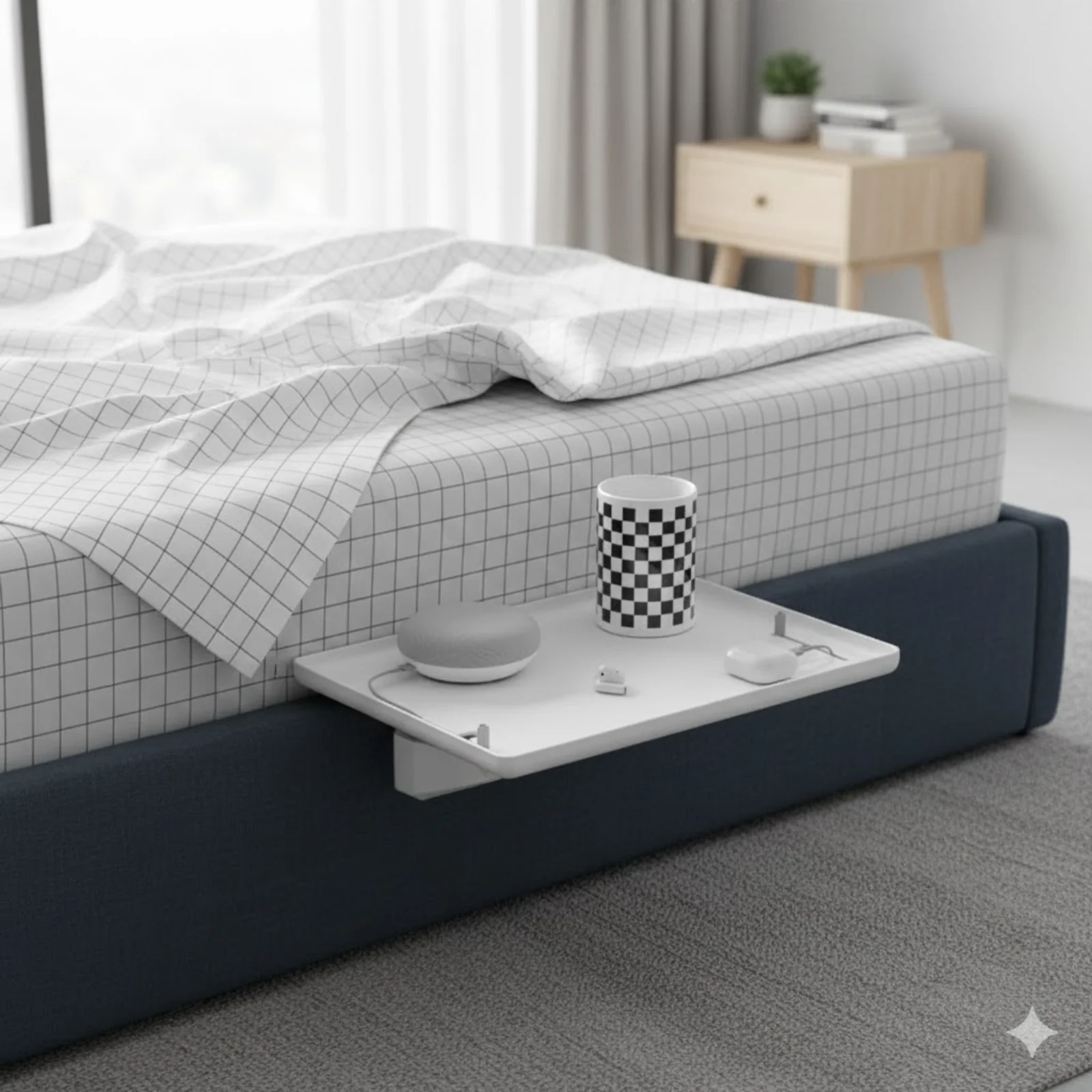 

Removable Bedside Shelf Storage Frame Bed Frame Storage Tray Storage Box No Punching Storage And Finishing Bedroom Bedside Rack