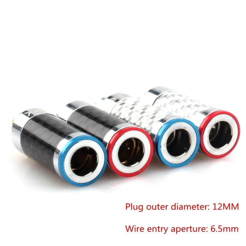 4Pcs HiFi Audio Adapter Carbon Fiber RCA Plug Rhodium Welding Carbon Fiber Signal Cable Connector