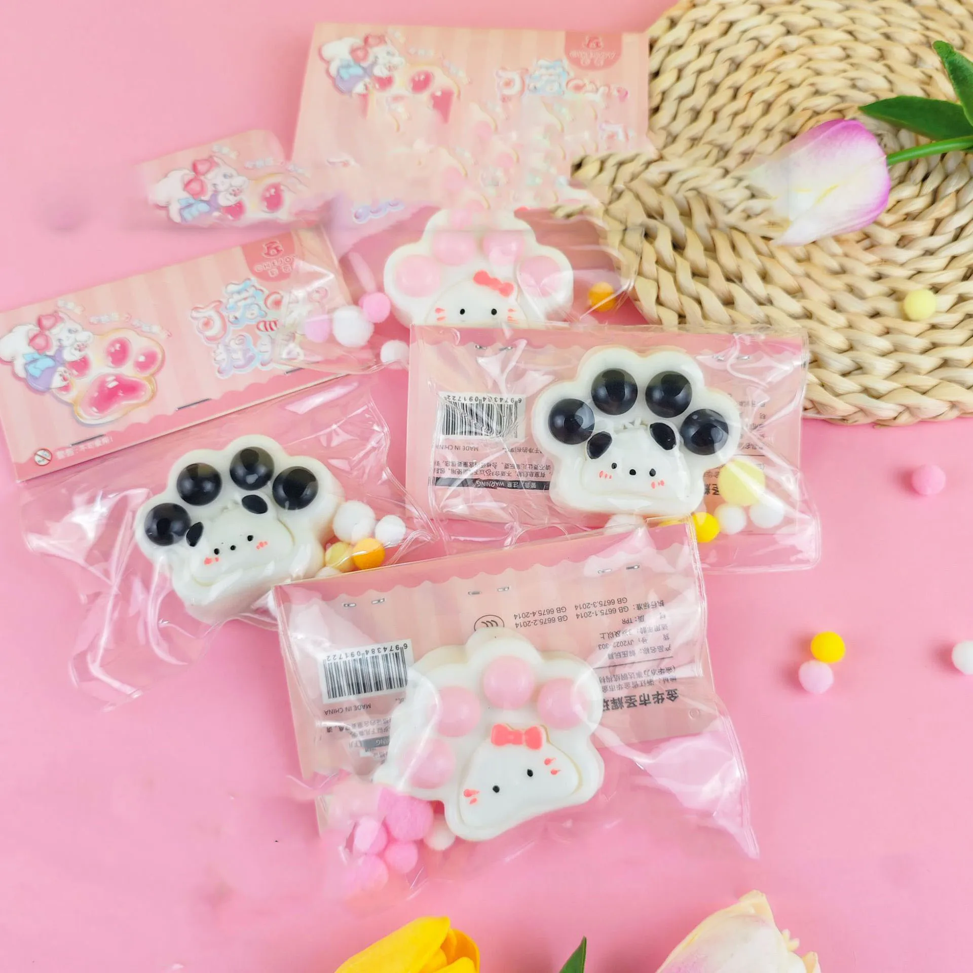 Nieuwe Witte Leuke Hond Kat Poten Squeeze Speelgoed Squish Antistress Tapa Voet Squishy Meisjes Zacht Speelgoed Antistress Speelgoed Voor Volwassenen Kinderen Geschenken