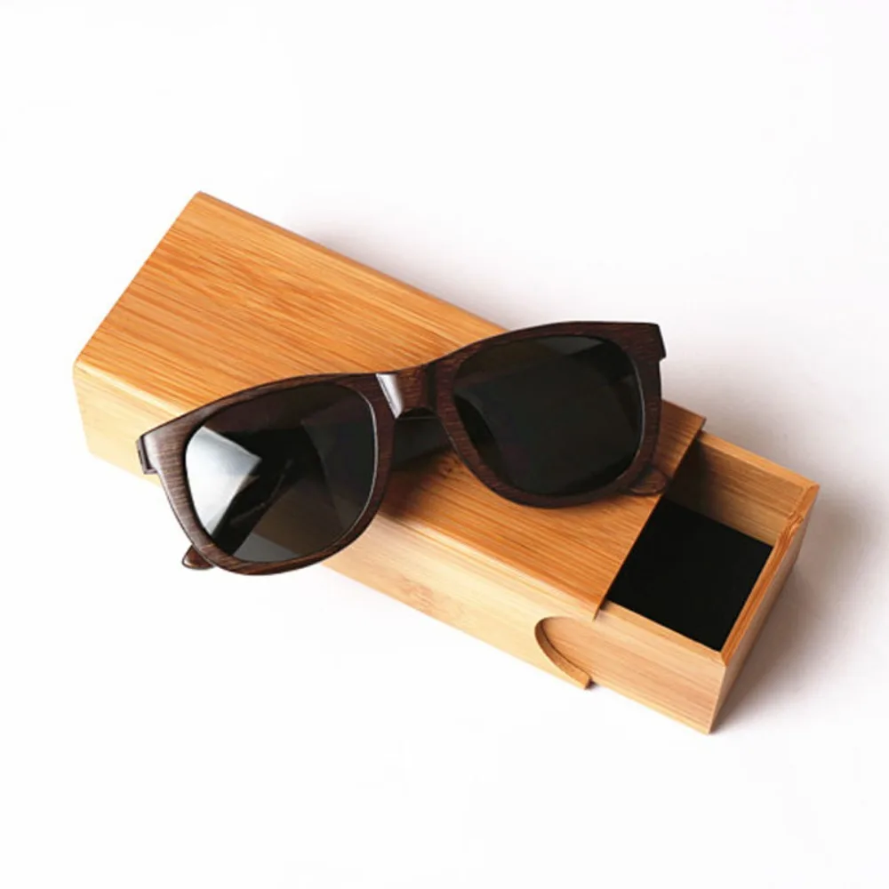 Pressure-resistant Bamboo Glasses Box Portable Square Wooden Sunglasses Case Without Glasses Sunglasses Box Women