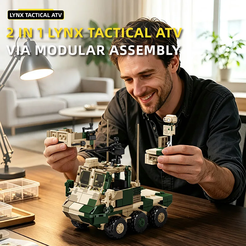 737Pcs Military MOC Chinese PLA Lynx Tactical 6×6 ATV Set Building Blocks Set Army CS/VP4 All-Terrain Vehicle Bricks Toys
