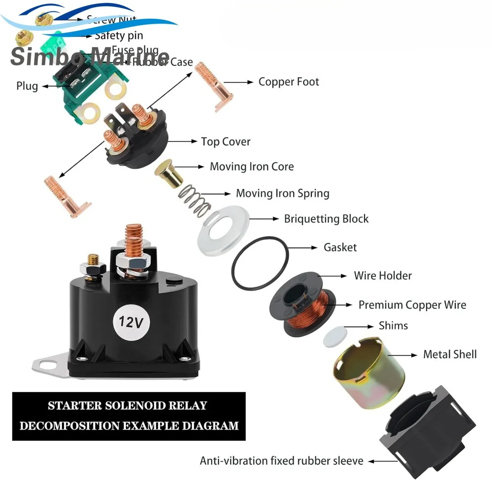 Lawn Mower 4-terminal Relay Starting Relay Solenoid Valve for Mercury Marine 89-68258 89-68258A4 15-375 3381 SW1533 SS613 SW1951