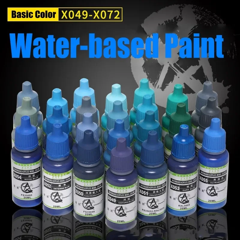 SUNIN 7 X049-X072 20ml Water-based Acrylic Paint Basic Color 3 Pigment Assembly Model Spraying Painting Tool for Model Hobby DIY