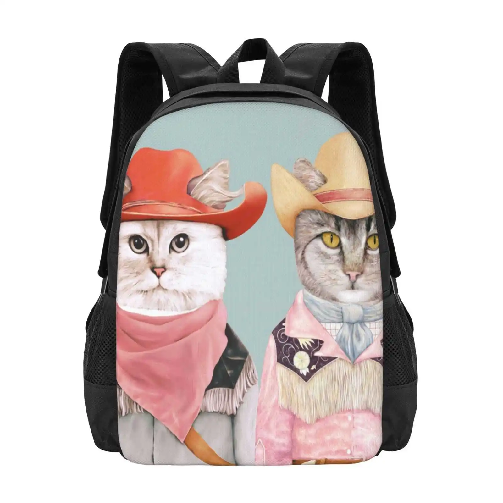 

Cowboy Cats Pattern Design Bagpack School Bags Colorful Cats Cowboys Rodeo Lgbtq Animals Miaximalist Cowgirl Meowdy Howdy