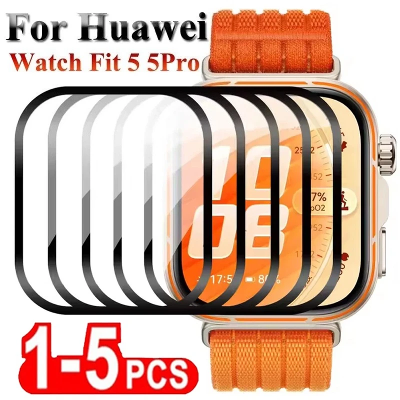 Protecteur d'écran pour Huawei Watch Fit 5 5 Pro, protecteur d'écran incurvé 3D, couverture complète Ultra-HD, film de protection, accessoires