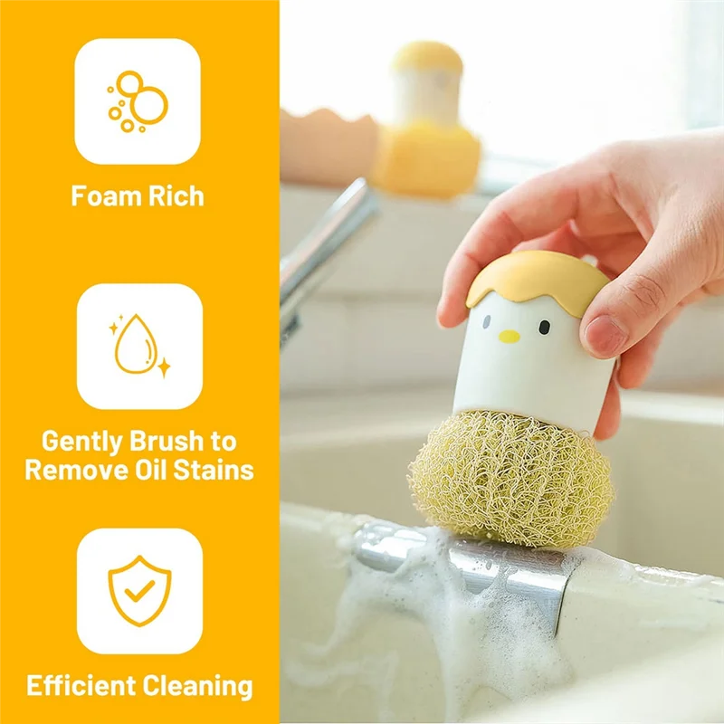 ABDJ-Spazzola per pulizia a forma di pollo con guscio d'uovo Sfera di pulizia staccabile per la pulizia della cucina Spazzola per pulizia multiuso della cucina