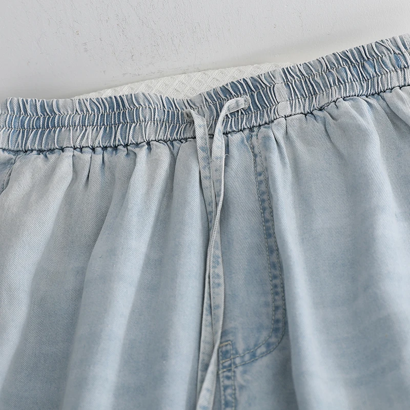 

Faionable Versatile Loose Elastic Waist Denim Wide Leg Pants Women's 2025 Summer New Long Trousers Casual Loose Fit Jeans