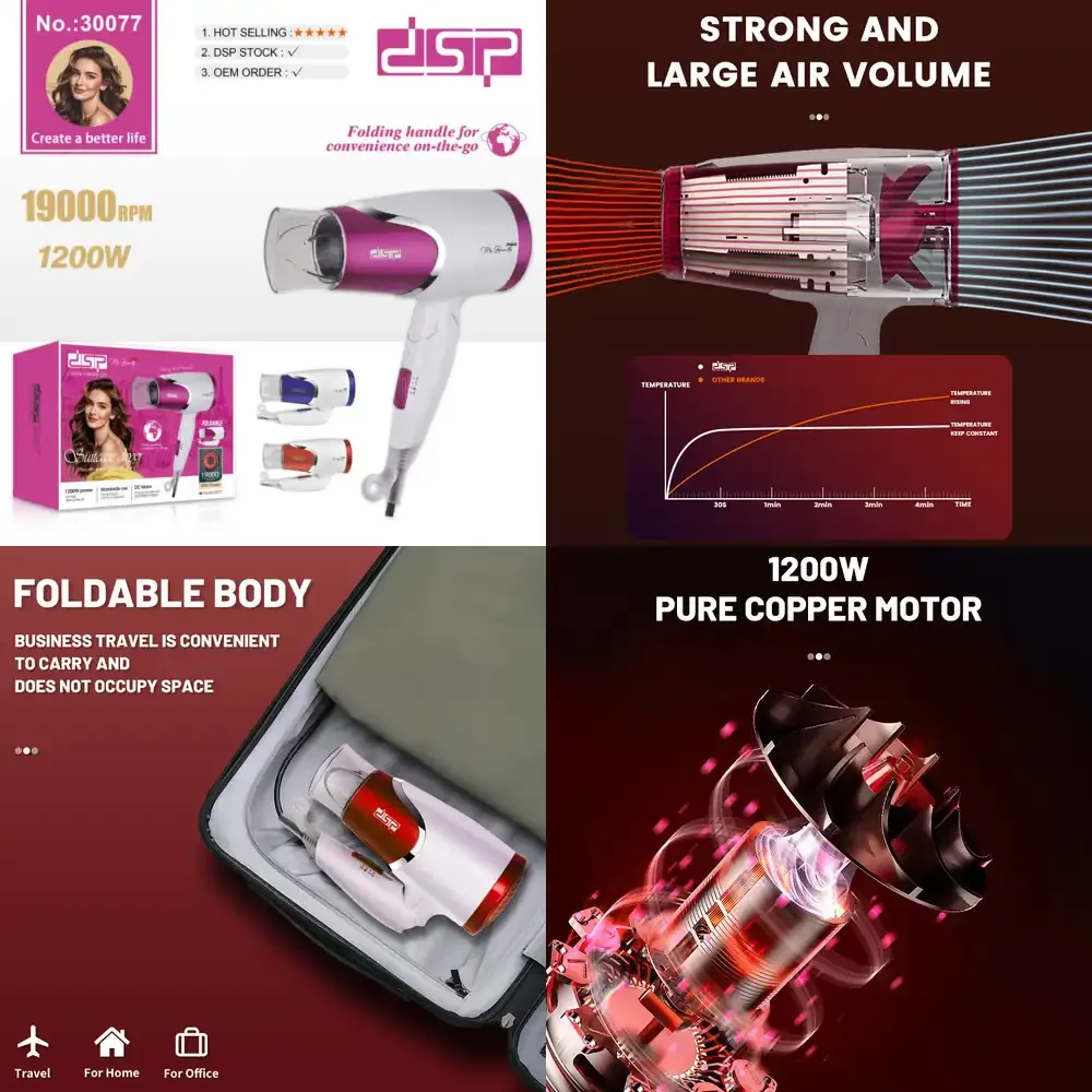 

DSP Dansong New High-Power Hair Dryer for Home Use with Negative Ions Constant Temperature Wall-Mounted Portable Hair Dryer