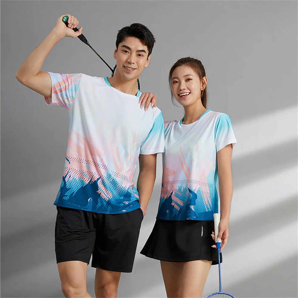 Men Badminton Jerseys Shorts Women Shuttlecock Shirt Skirt Team Uniform Tennis Training Suits Breathable Short Sleeve Tracksuit