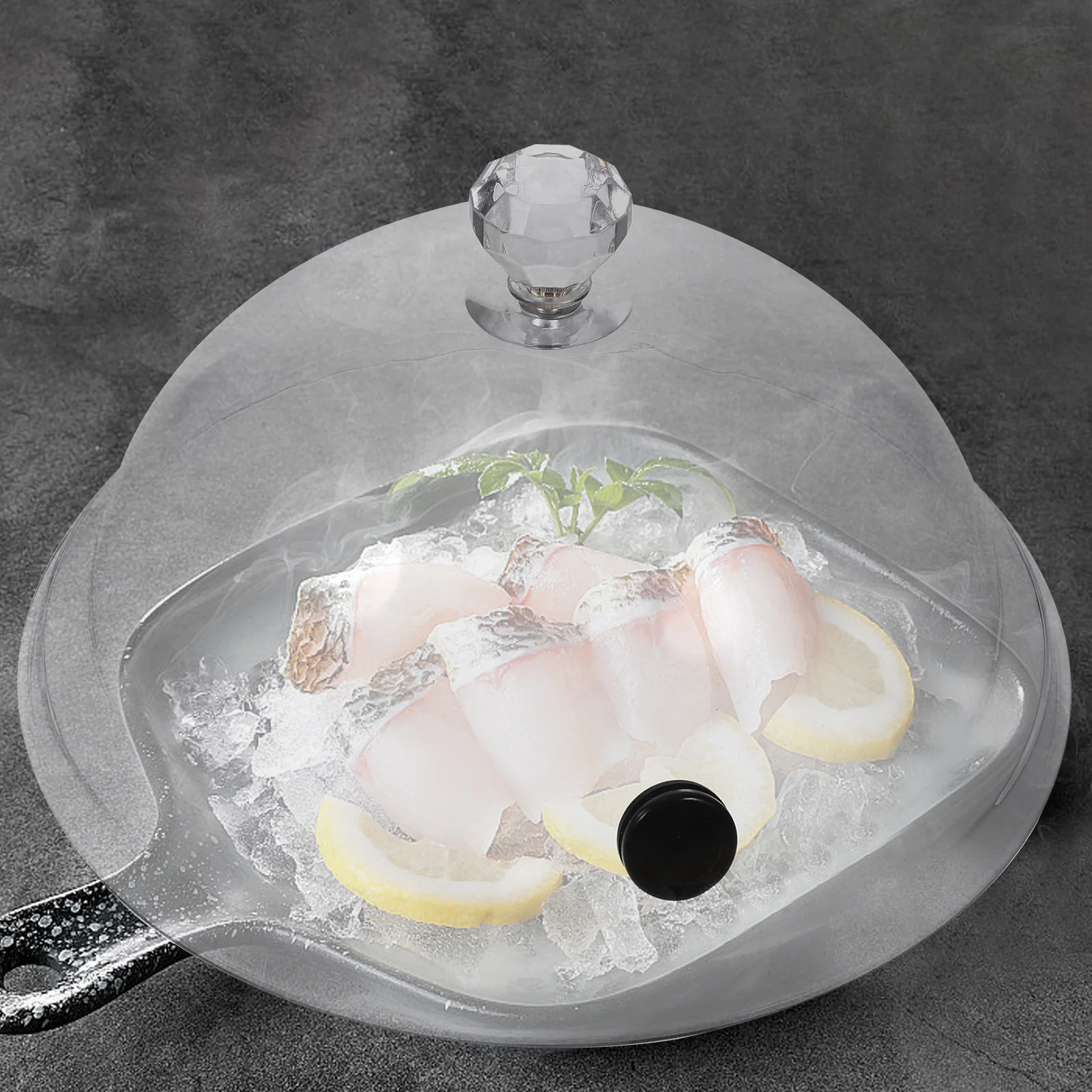 

2pcs Food Cover Smoke Cloche Smoking Dome Dessert Lid Western Cuisine Reusable Heat Resistant Acrylic PC Material